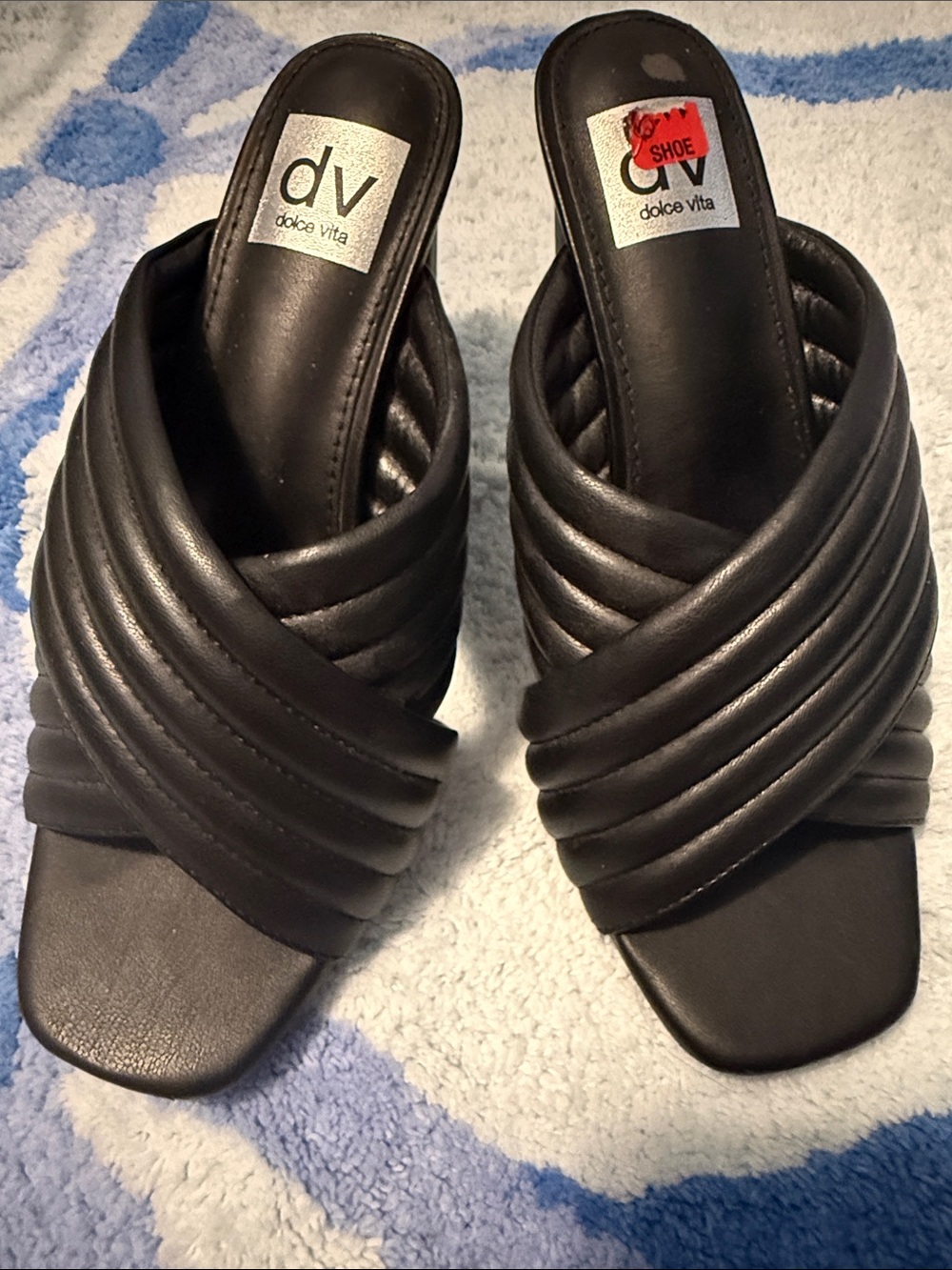 Dolce Vita Black Quilted Crossover Slide Mules